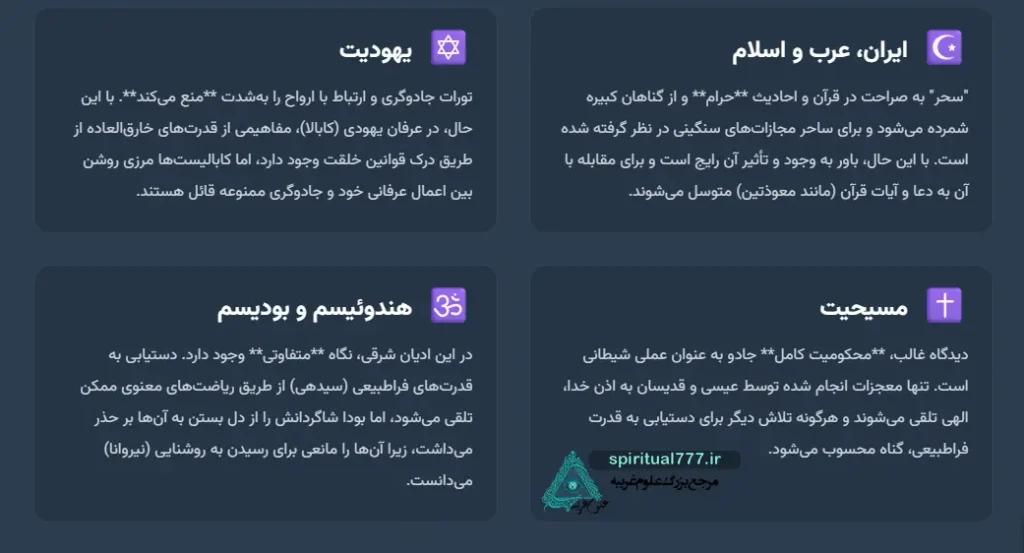 اینفوگرافیک جادو در مذهب های مختلف