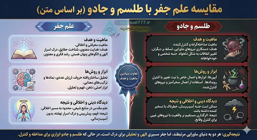 مقایسه علم جفر با جادو و طلسم