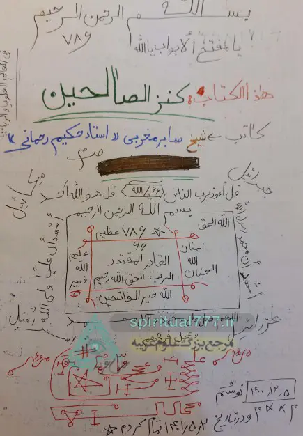 صفحه اول کتاب کنز الصالحین